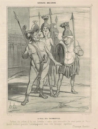 La veille des Thermopyles by Honoré Daumier, print, 1842