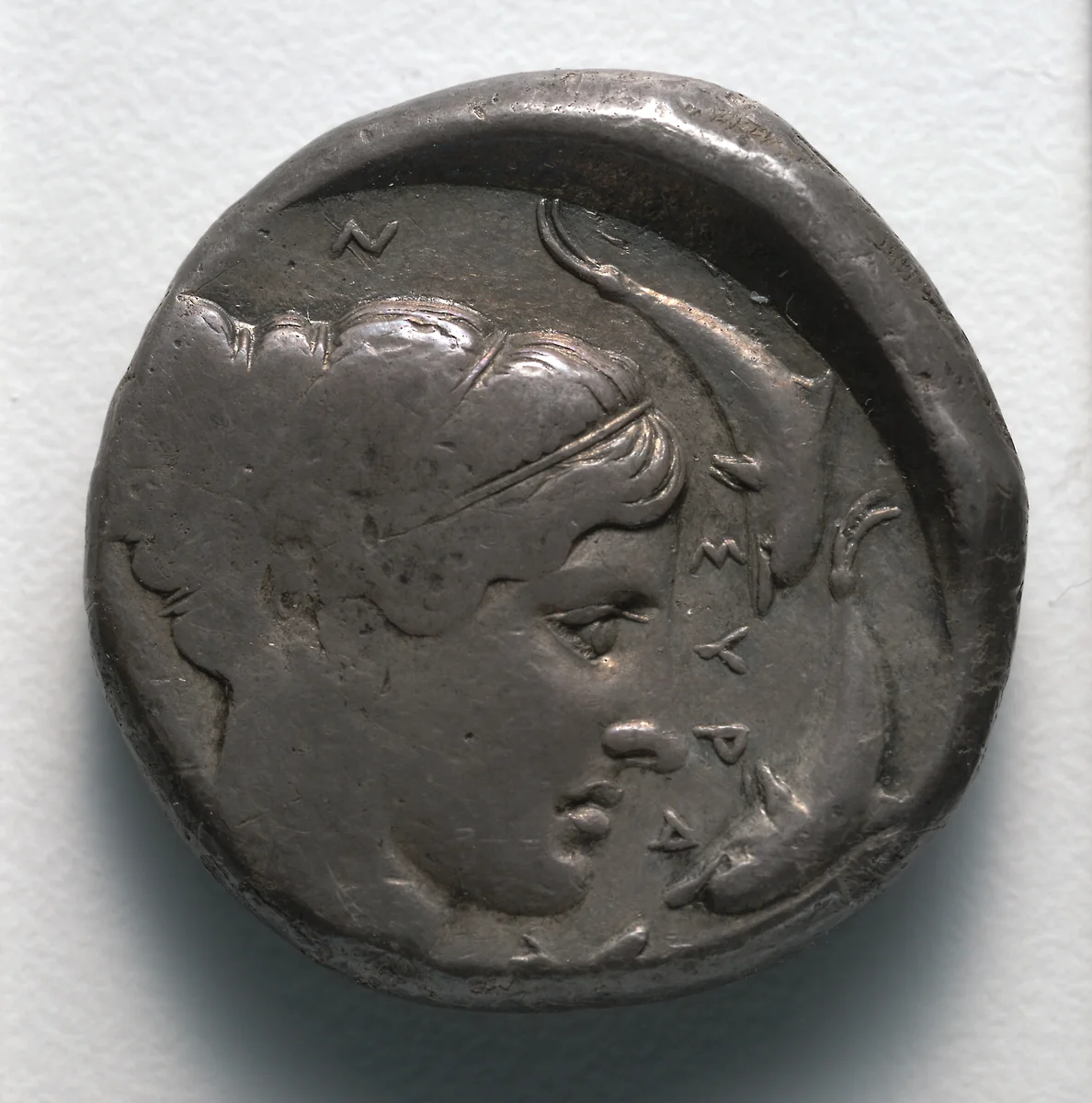 Tetradrachm: Head of Arethousa (reverse) by Unknown, metalwork, -435--415