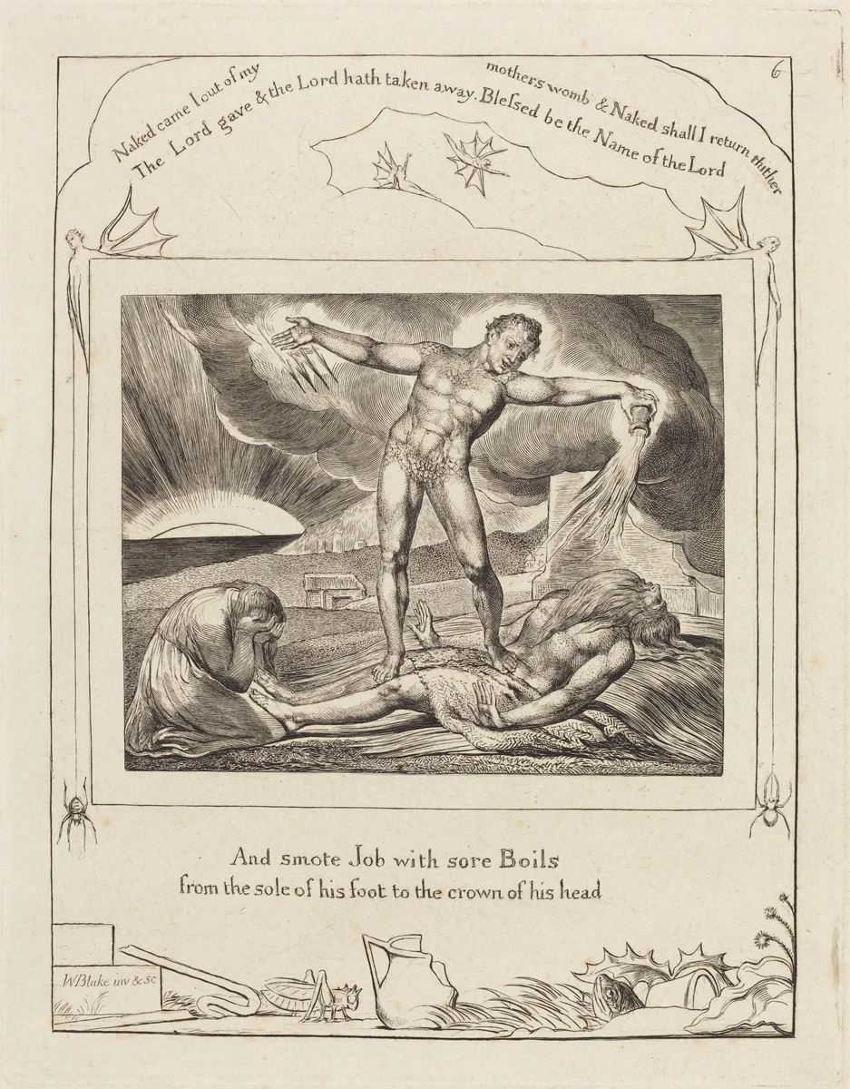 Satan Smiting Job with Boils by William Blake, print, 1825