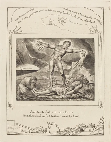 Satan Smiting Job with Boils by William Blake, print, 1825