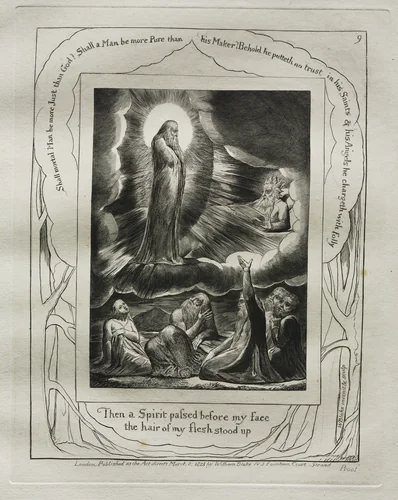 The Book of Job: Pl. 9, Then a Spirit passed before my face / the hair of my flesh stood up by William Blake, other, 1825