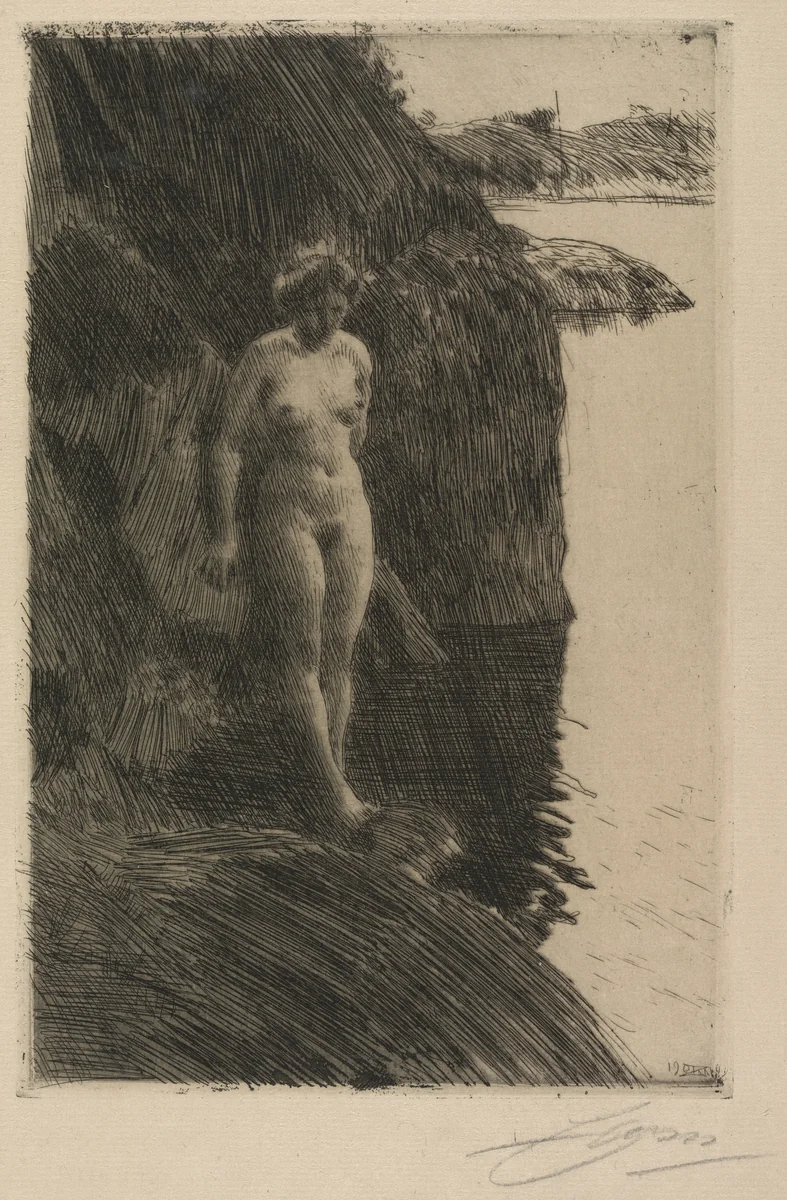 Precipice by Anders Zorn, print, 1909