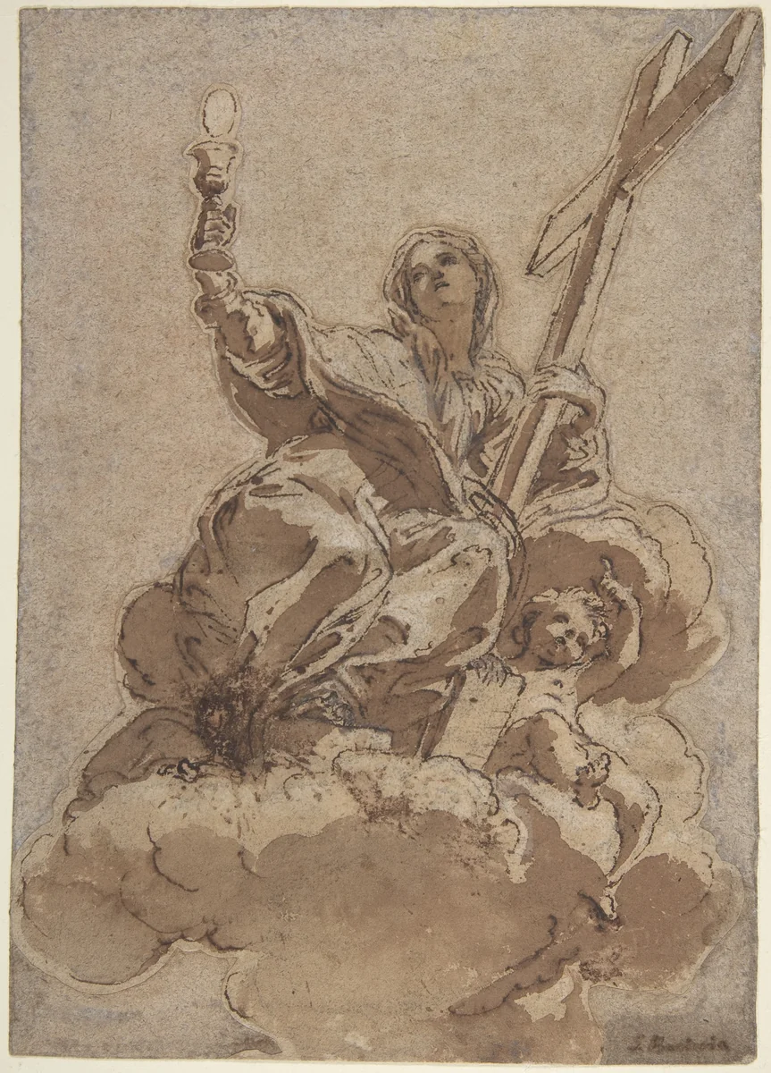 Allegorical Figure of Faith by Giovanni Battista Gaulli, drawing, 1672