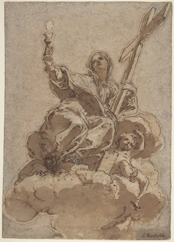 Allegorical Figure of Faith by Giovanni Battista Gaulli, drawing, 1672