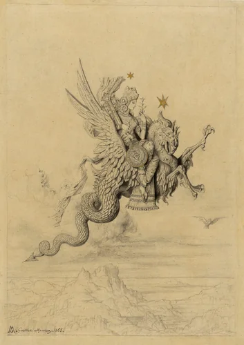 La Peri (Mythological Subject) by Gustave Moreau, drawing, 1865-1898