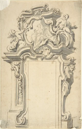 Two alternate Designs for a frame of door by anonymous, drawing, 1700-1780