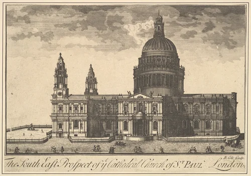 The South East Prospect of the Cathedral Church of St. Paul, London, from "Overton's Prospects" by Benjamin Cole, print, 1720-1730