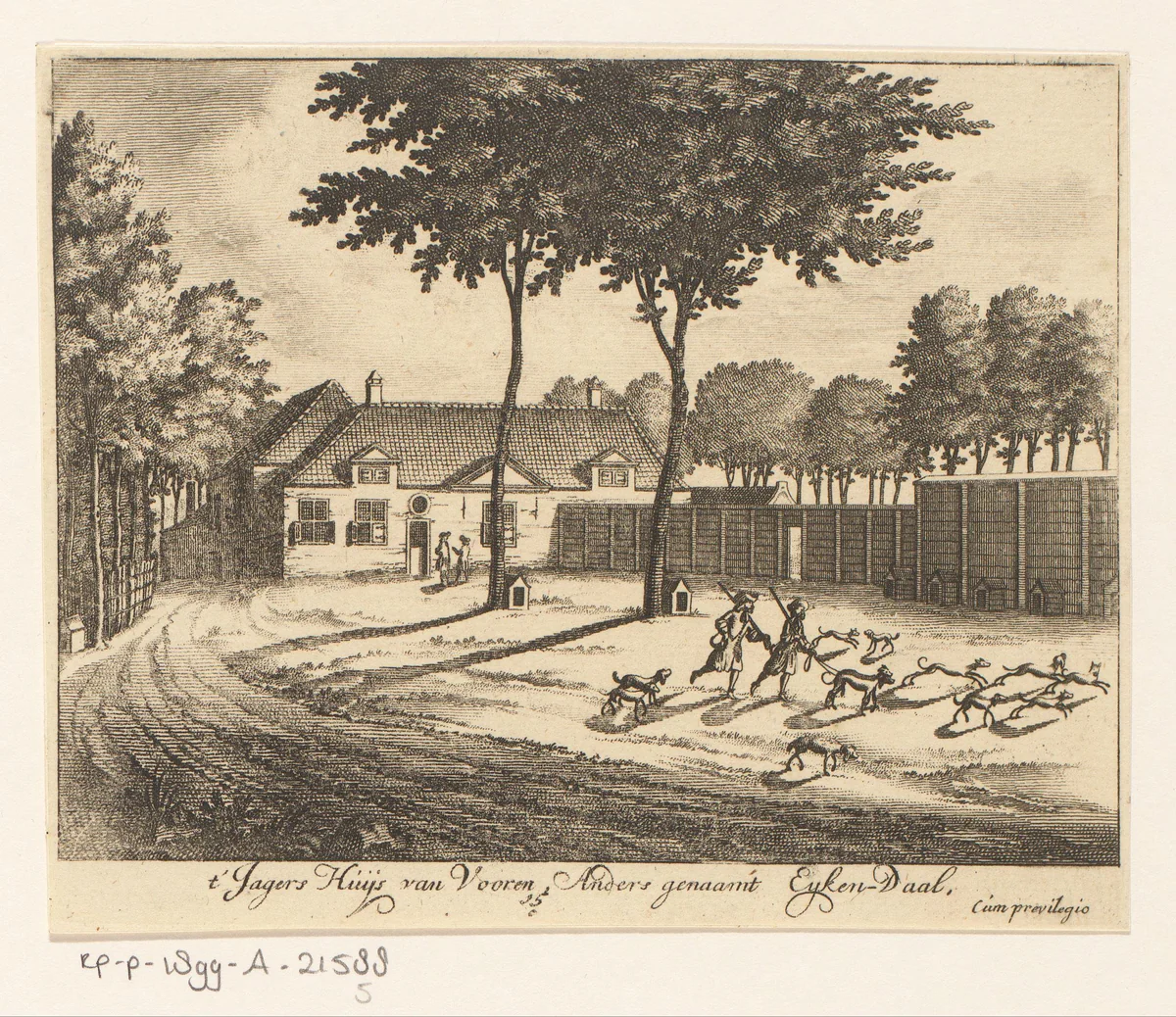 Jagershuis op het landgoed van Paleis Soestdijk by Hendrik de Leth, print, 1725-1747