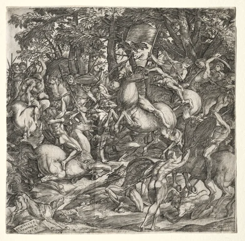 Battle of Naked Men by Domenico Campagnola, print, 1517