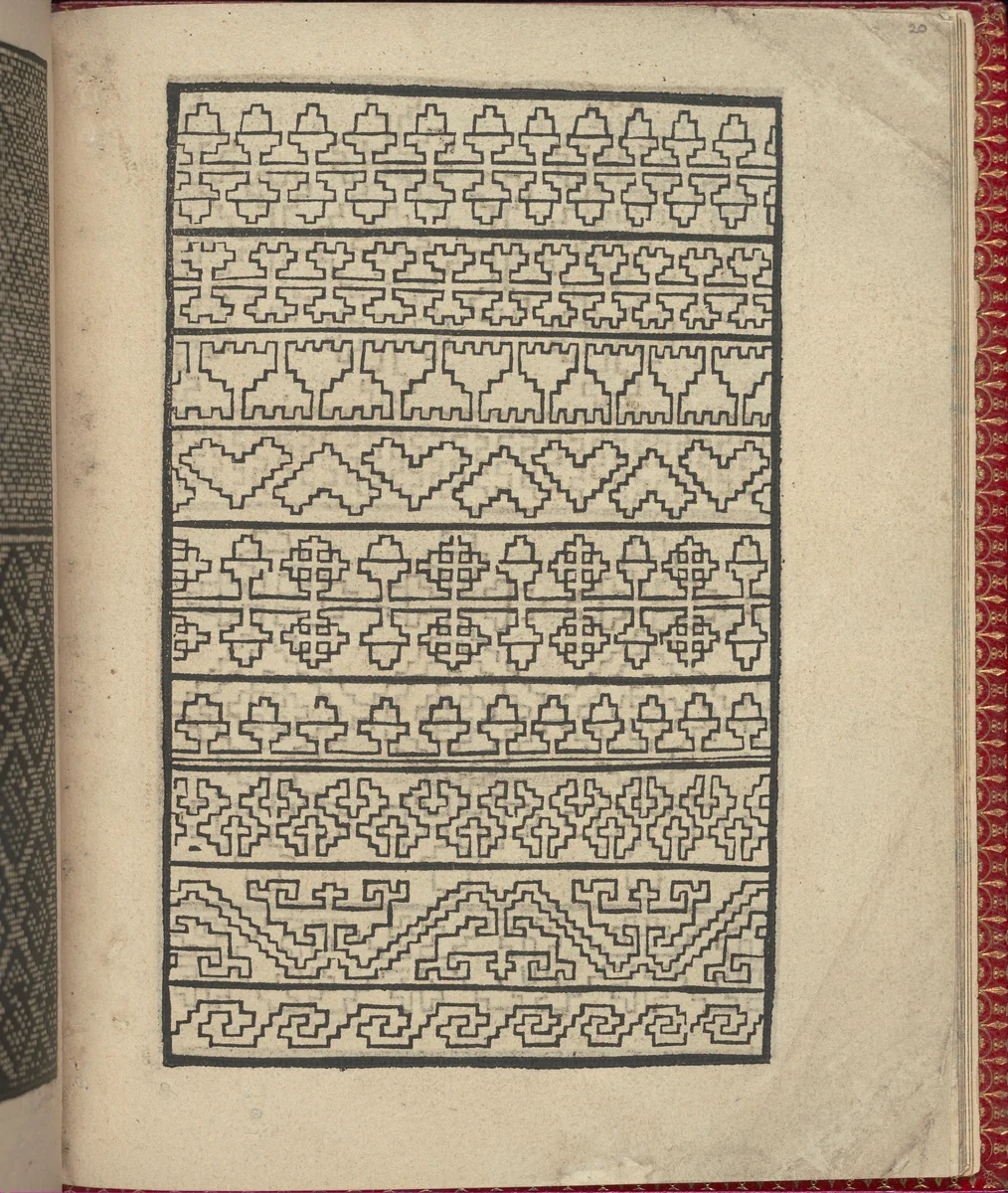 Ce est ung tractat de la noble art de leguille ascavoir ouvraiges de spaigne... page 20 (recto) by Willem Vosterman, book, 1527-1540