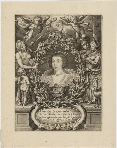 Henrietta Maria (?) by Cornelis Galle Nikolaus van der Horst, print, 1576-1650