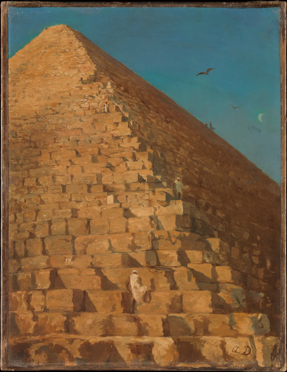The Great Pyramid, Giza by Adrien Dauzats, painting, 1830-1839