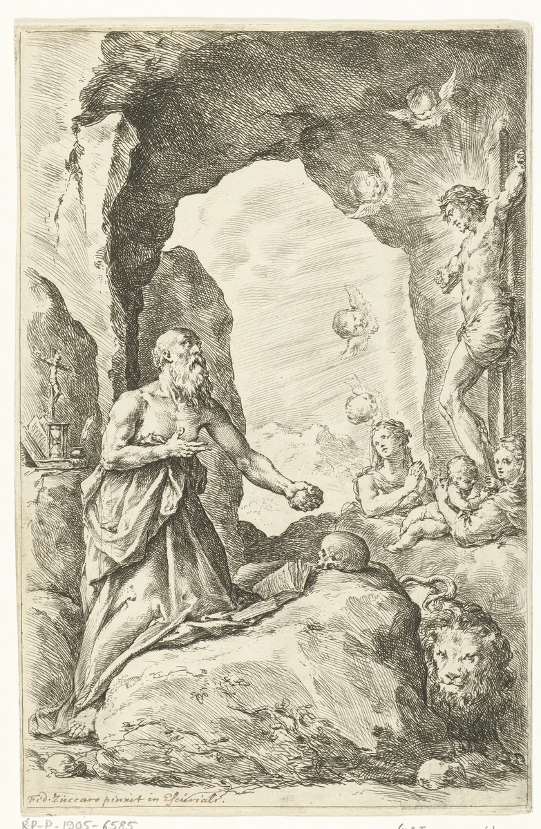 Hieronymus als boeteling by Jan de Bisschop, print, 1668-1671