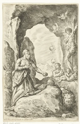 Hieronymus als boeteling by Jan de Bisschop, print, 1668-1671