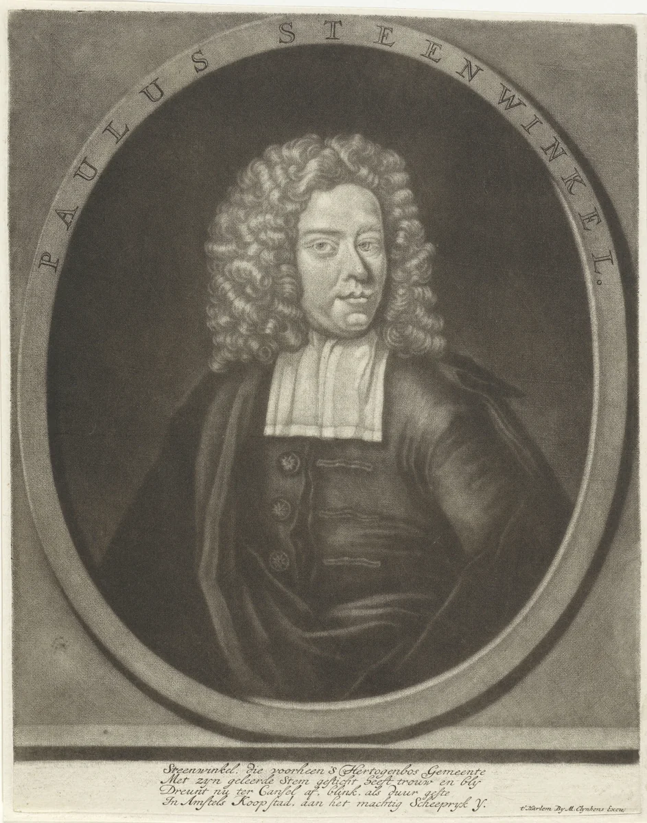 Portret van de predikant Paulus Steenwinkel by anonymous, print, 1682-1770
