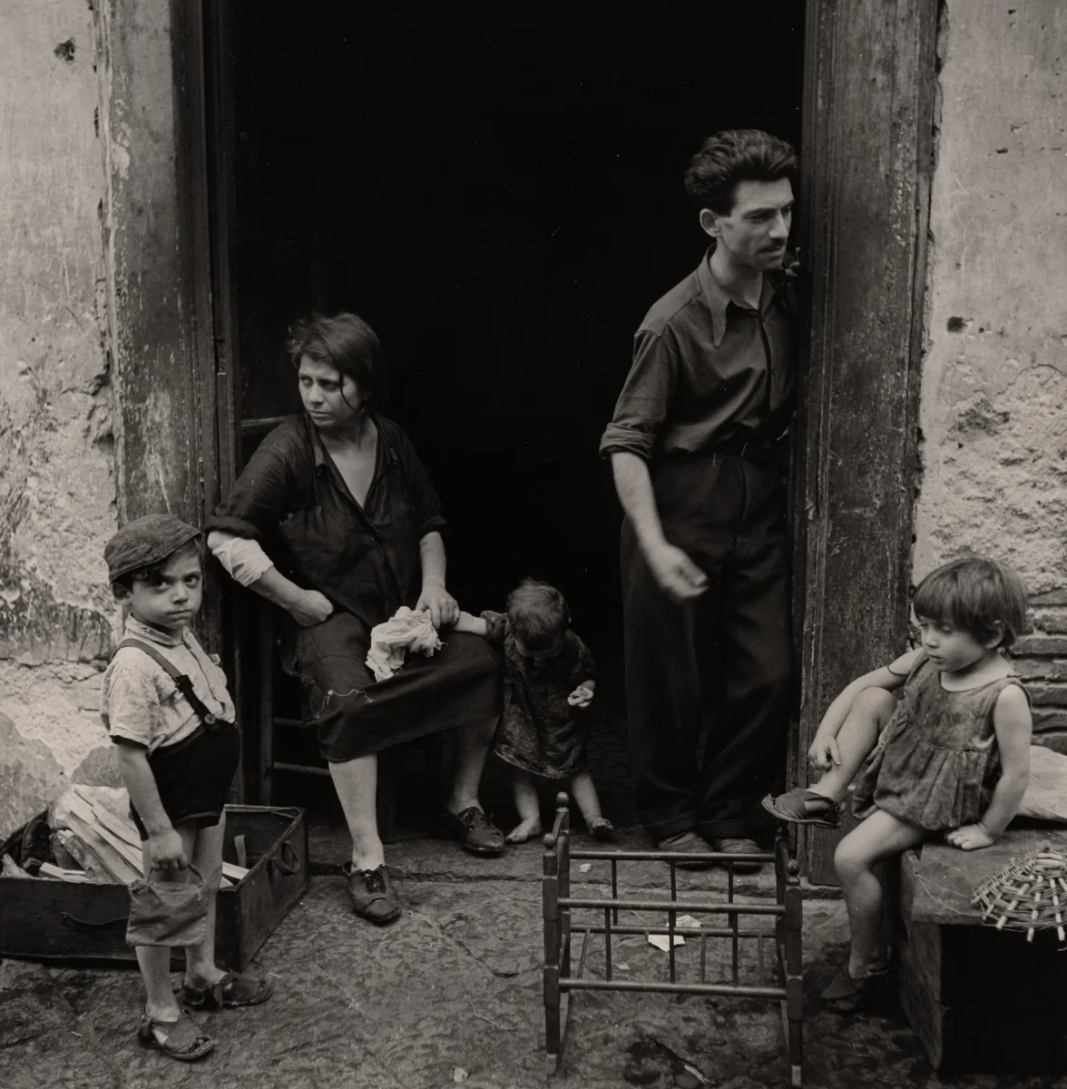 Family in Doorway, Naples, Italy by Wayne Miller, photograph, 1944