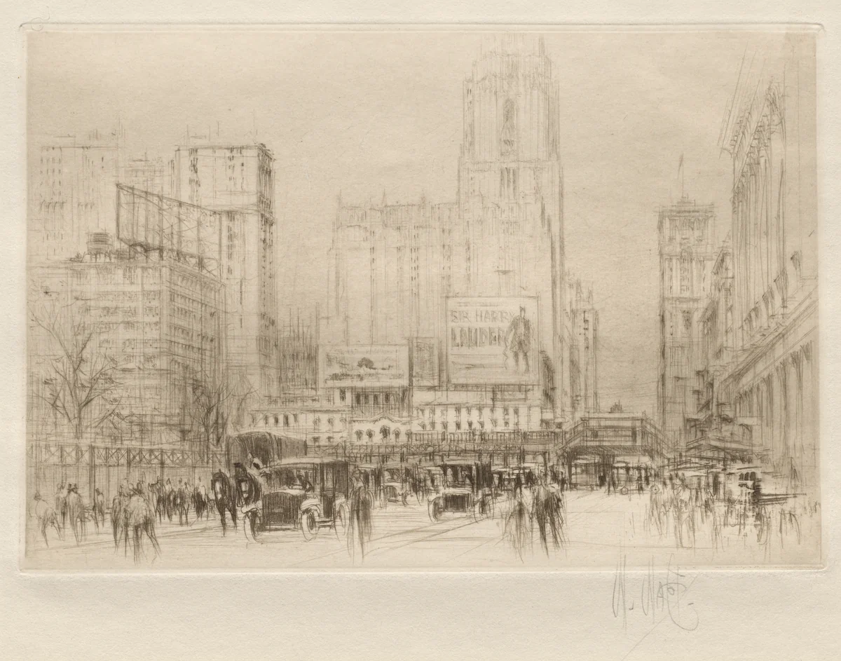 Forty-second Street NY by William Walcot, print, 1923