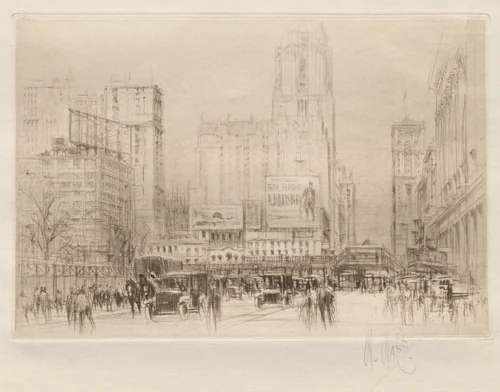 Forty-second Street NY by William Walcot, print, 1923