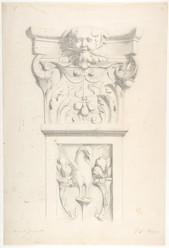 Drawing after a XVIth-Century Marble Pilaster and Capital by Ignazio Dimino, drawing, 1886