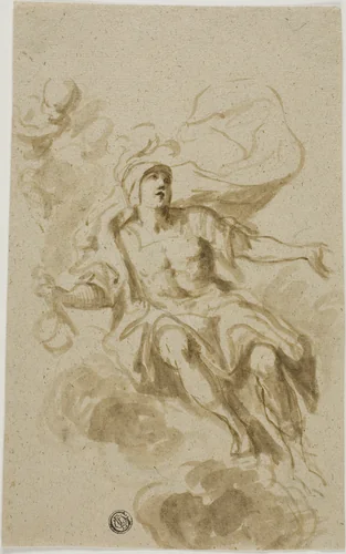 Warrior Seated on Clouds by Unknown Artist, drawing, 1600-1699