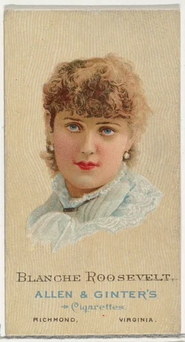Blanche Roosevelt, from World's Beauties, Series 2 (N27) for Allen & Ginter Cigarettes by Allen & Ginter, print, 1888