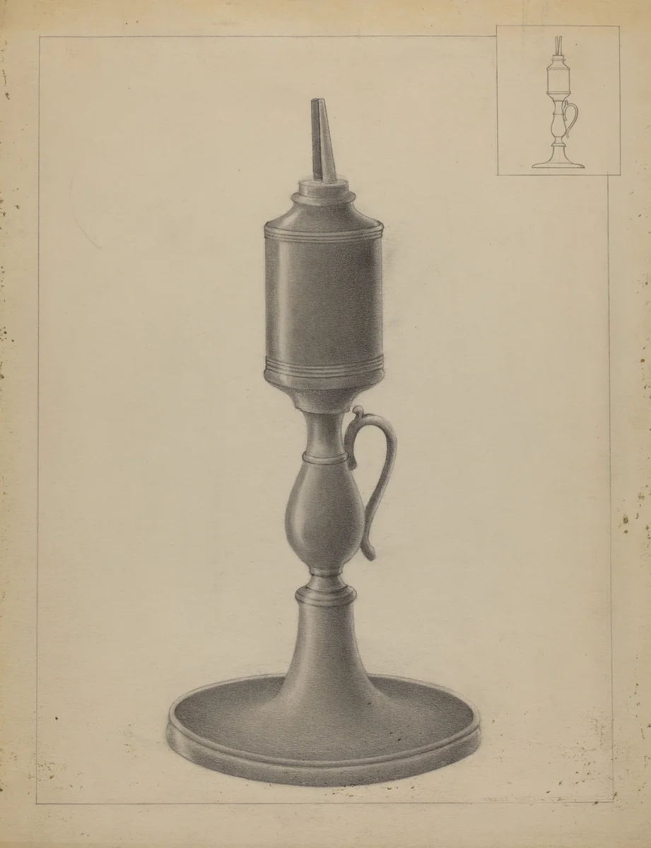 Whale Oil Lamp by Irene Malawicz, index of american design, 1935-1942