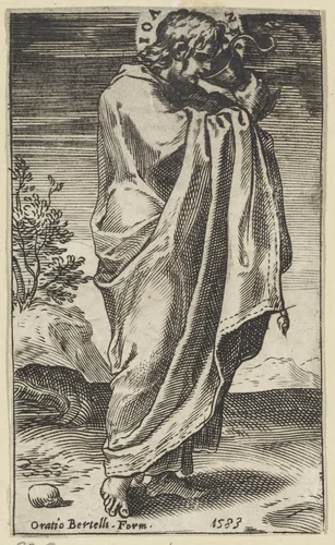 Apostel Johannes met een kelk by Agostino Carracci, print, 1583