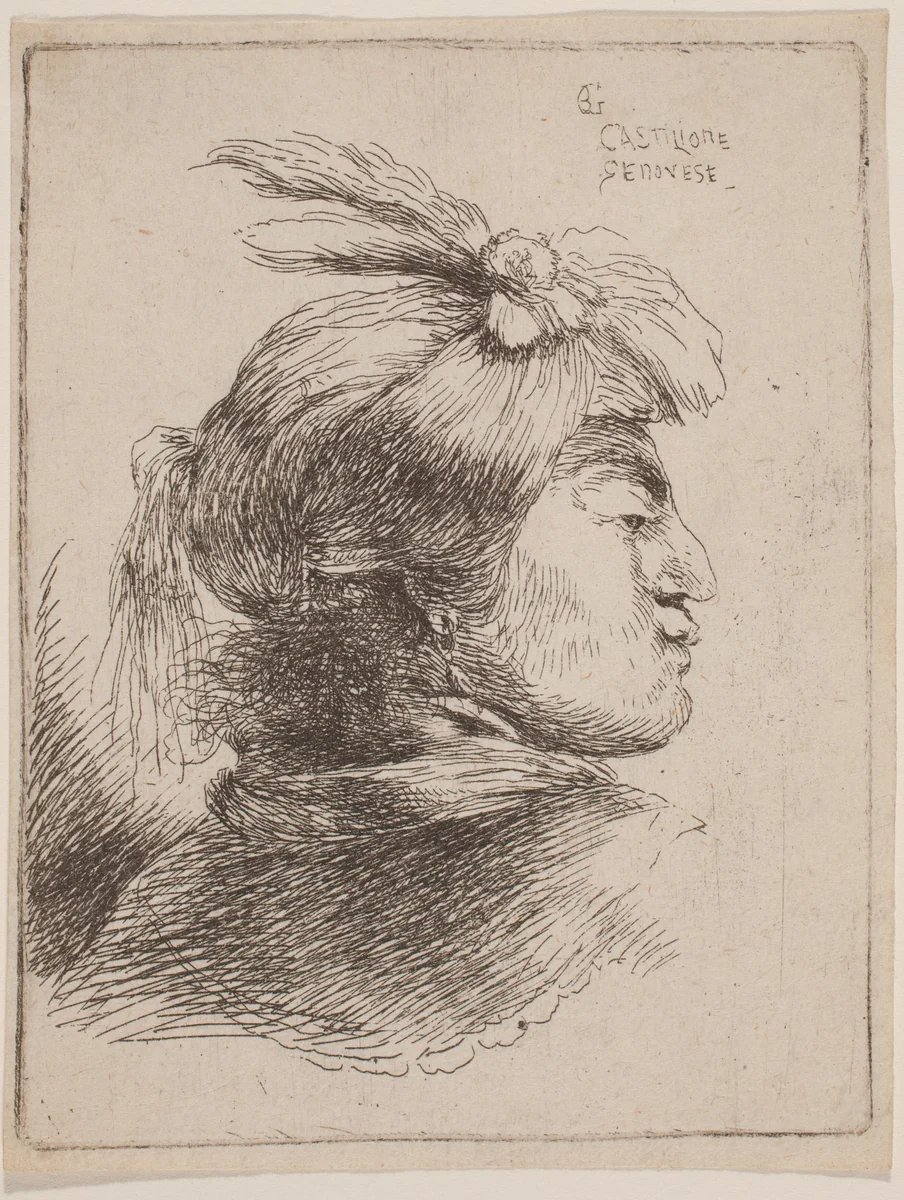 Small Oriental Head by Giovanni Benedetto Castiglione, print, 1645-1655
