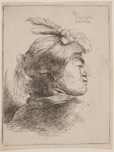 Small Oriental Head by Giovanni Benedetto Castiglione, print, 1645-1655