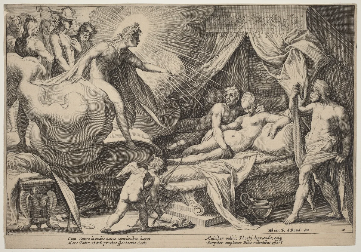 Mars and Venus Surprised by Hendrick Goltzius, print, 1610-1620