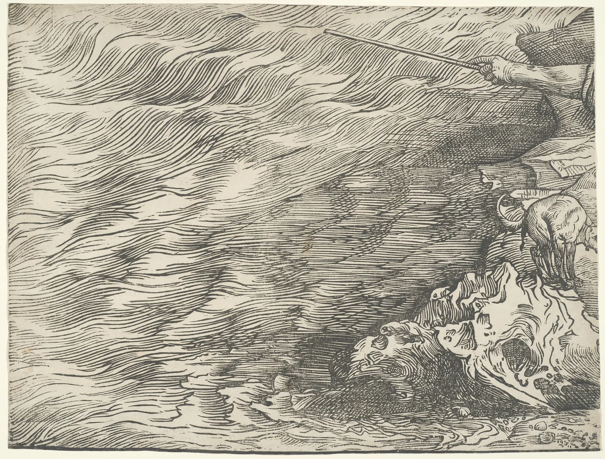 The Submersion of Pharaoh's Army in the Red Sea by Titian, print, 1510-1520