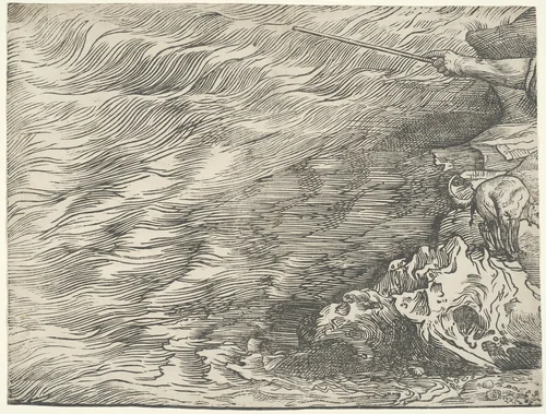 The Submersion of Pharaoh's Army in the Red Sea by Titian, print, 1510-1520