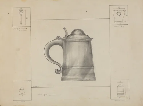 Pewter Tankard by Henry Meyers, index of american design, 1936