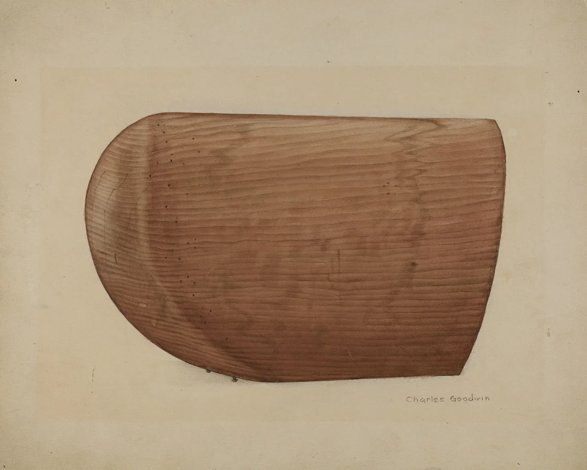 Shaker Wooden Bonnet Mold by Charles Goodwin, index of american design, 1935-1942