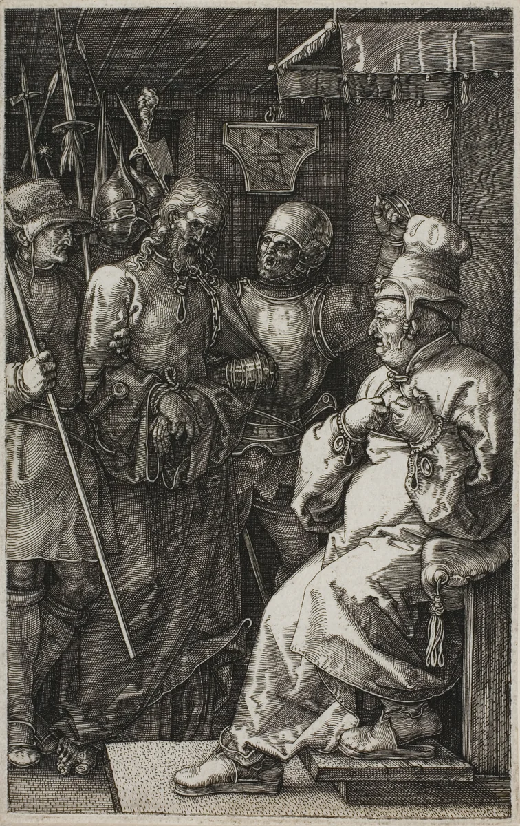 Christ before Caiaphas, from The Engraved Passion by Albrecht Dürer, print, 1512