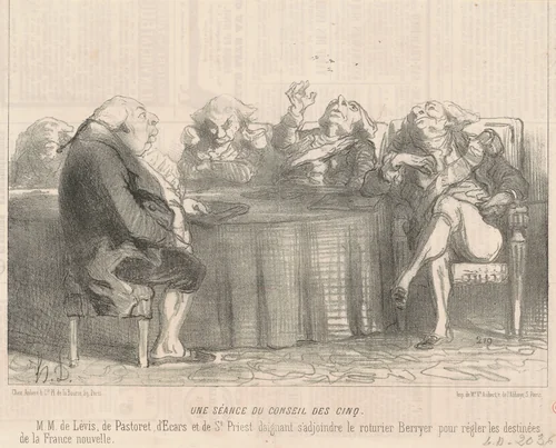 Une séance du conseil des cinq by Honoré Daumier, print, 1850
