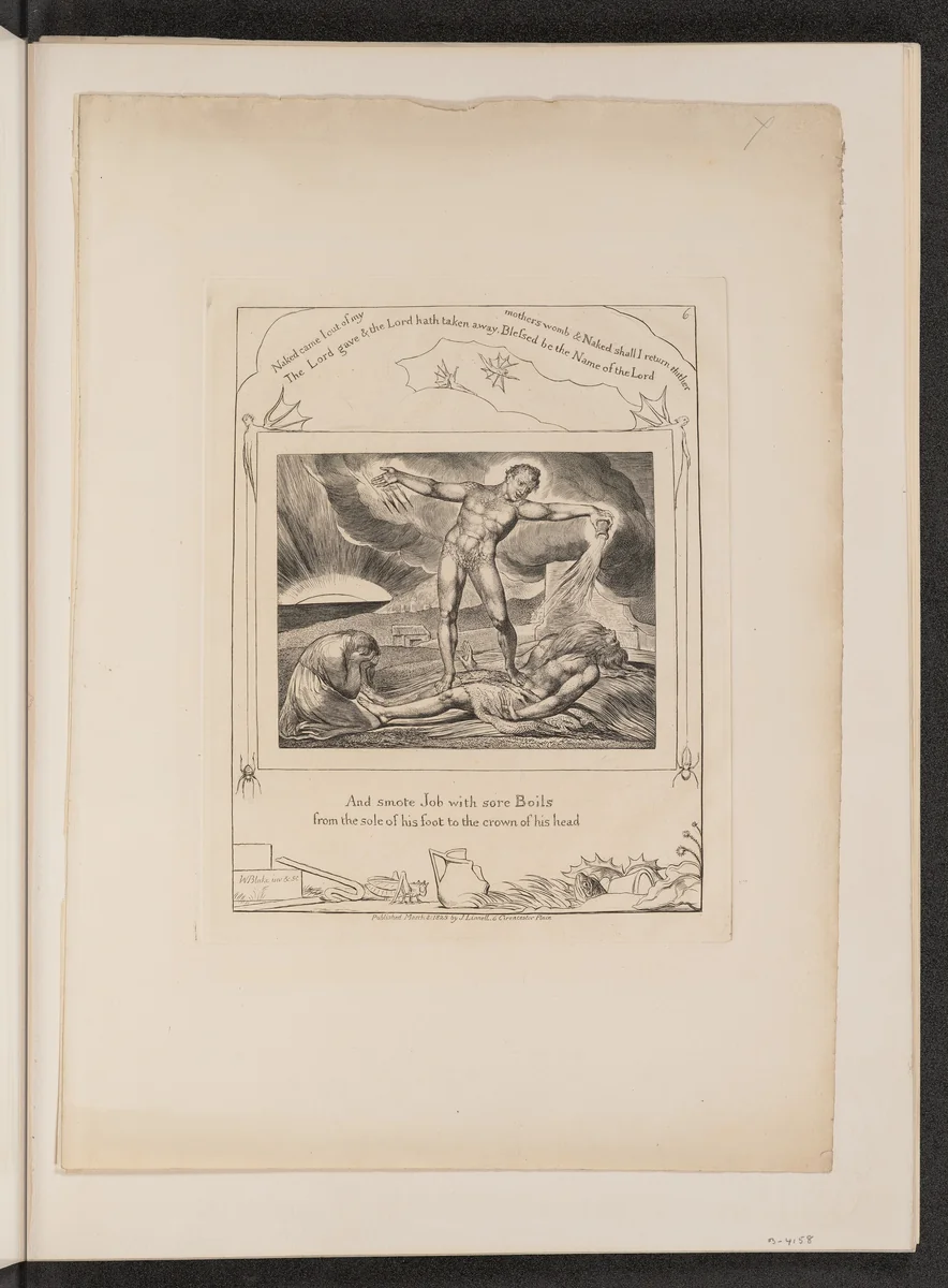 Satan Smiting Job with Boils by William Blake, portfolio, 1825