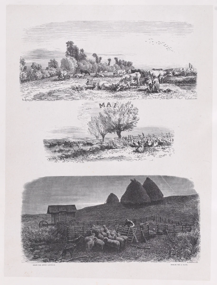 May, from "Album of Rustic Subjects" by Charles Jacque, print, 1859