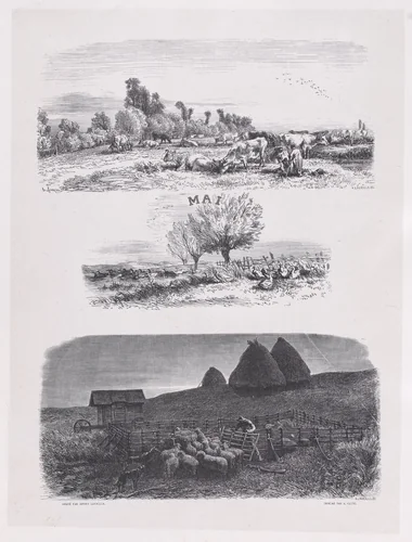 May, from "Album of Rustic Subjects" by Charles Jacque, print, 1859