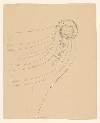 Ontwerp voor de boeg van het fregat Broedertrouw by A.J. Schouten, drawing, 1837