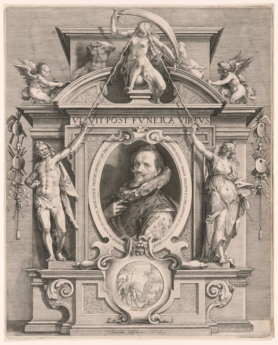 Portrait of Hans von Aachen by Jan Saenredam, print, 1601