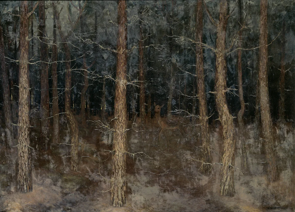 'Mystieke paden': bosgezicht by Gust van de Wall Perné, painting, 1907