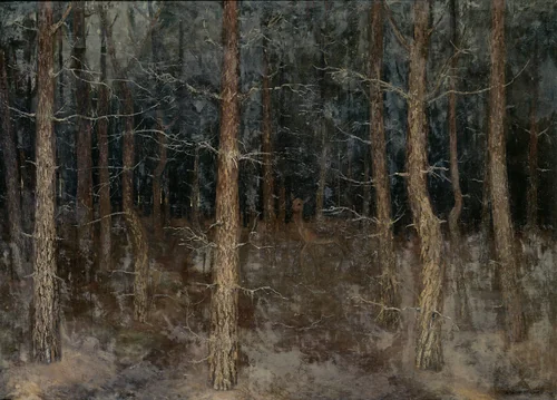 'Mystieke paden': bosgezicht by Gust van de Wall Perné, painting, 1907