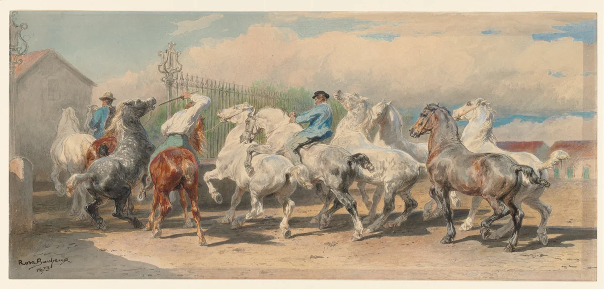 Return from the Horse Fair by Rosa Bonheur, drawing, 1873