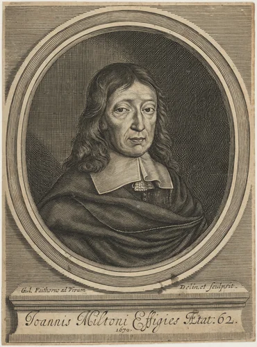 John Milton by William Faithorne, print, 1670