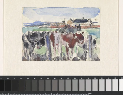 Landschap aan de Schinkel met koeien op de voorgrond by Rik Wouters, drawing, 1915