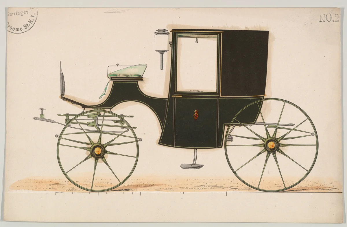 Coupe or Brougham (unnumbered) by Brewster & Co., drawing, 1850-1870