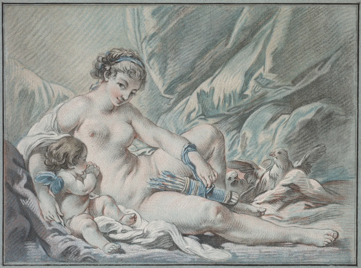 Love Requests Venus to Return His Weapons to Him by Louis Marin Bonnet, print, 1768