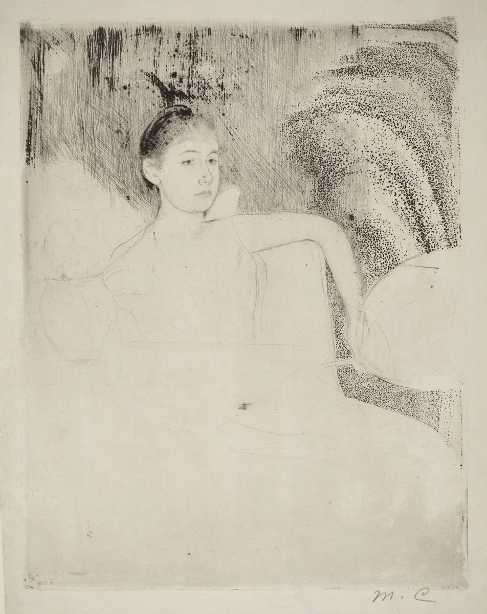 Mimi Holding a Japanese Fan by Mary Cassatt, print, 1889