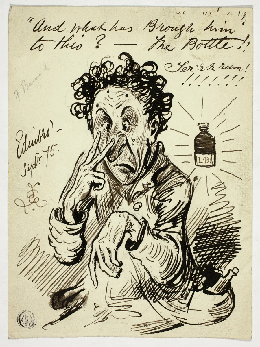 And What has Brought [sic] Him to This?-The Bottle!! by Frederick Barnard, drawing, 1875